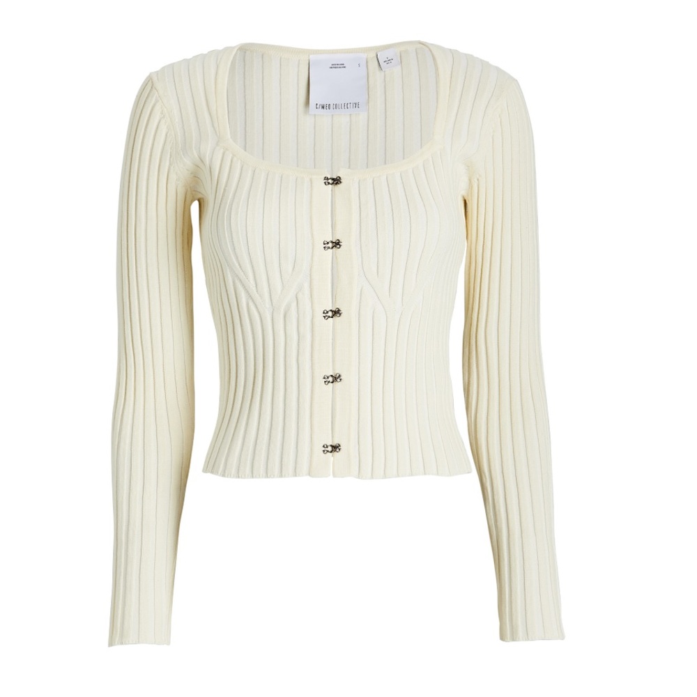 C/MEO Collective Even After Ribbed Cotton Blend top in beige. Size M.